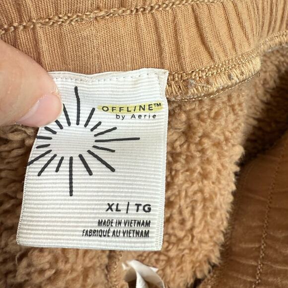 aerie Offline Sherpa Teddy Jogger Pants Soft Cozy Pockets Size XL - Picture 6 of 11